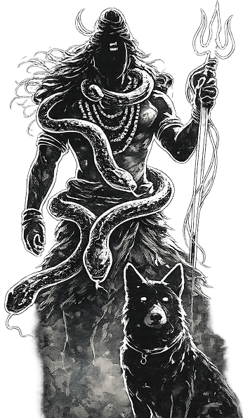 Kala Bhairava accompanied by guardian dog
