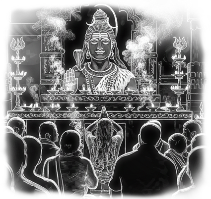 Sacred Shiva idol in temple setting